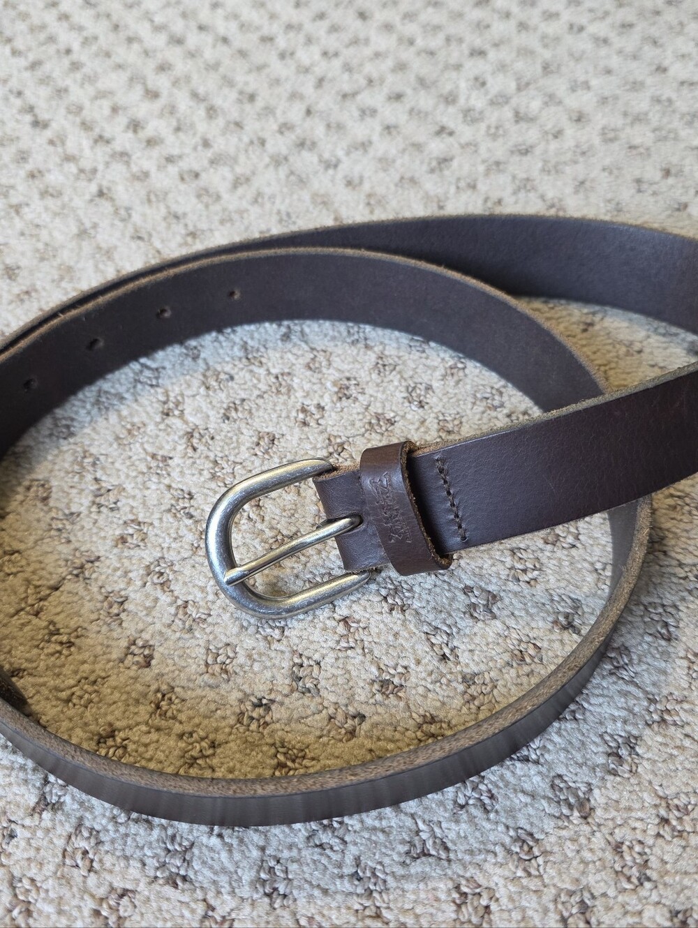 Levi's Men's Dark Brown Leather Belt with Brushed Silver Buckle